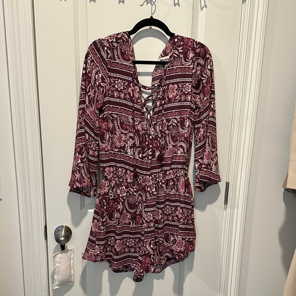 Show Me Your MuMu Burgundy Floral Romper